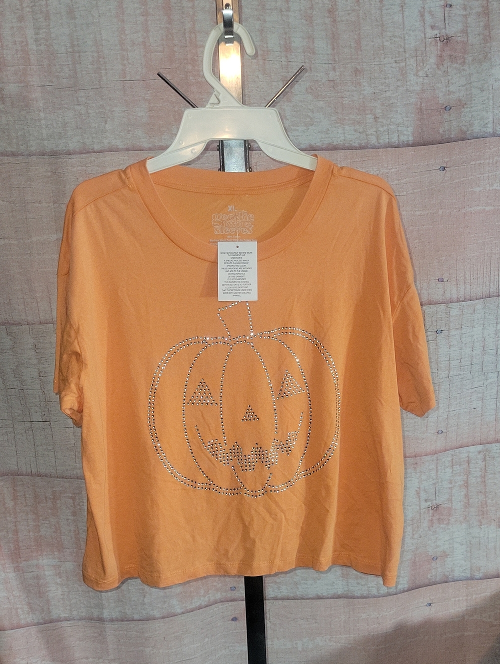 Goodie Two Sleeves Orange Pumpkin Crop Top